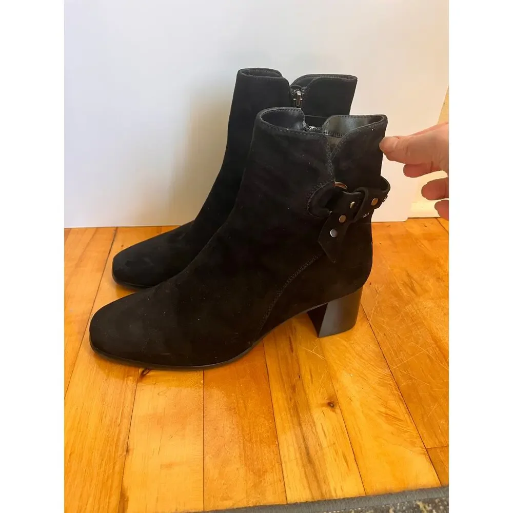 Regarde Le Ciel Ines Bootie Black Suede Silver Buckle NWOT 40 EU 9.5 US